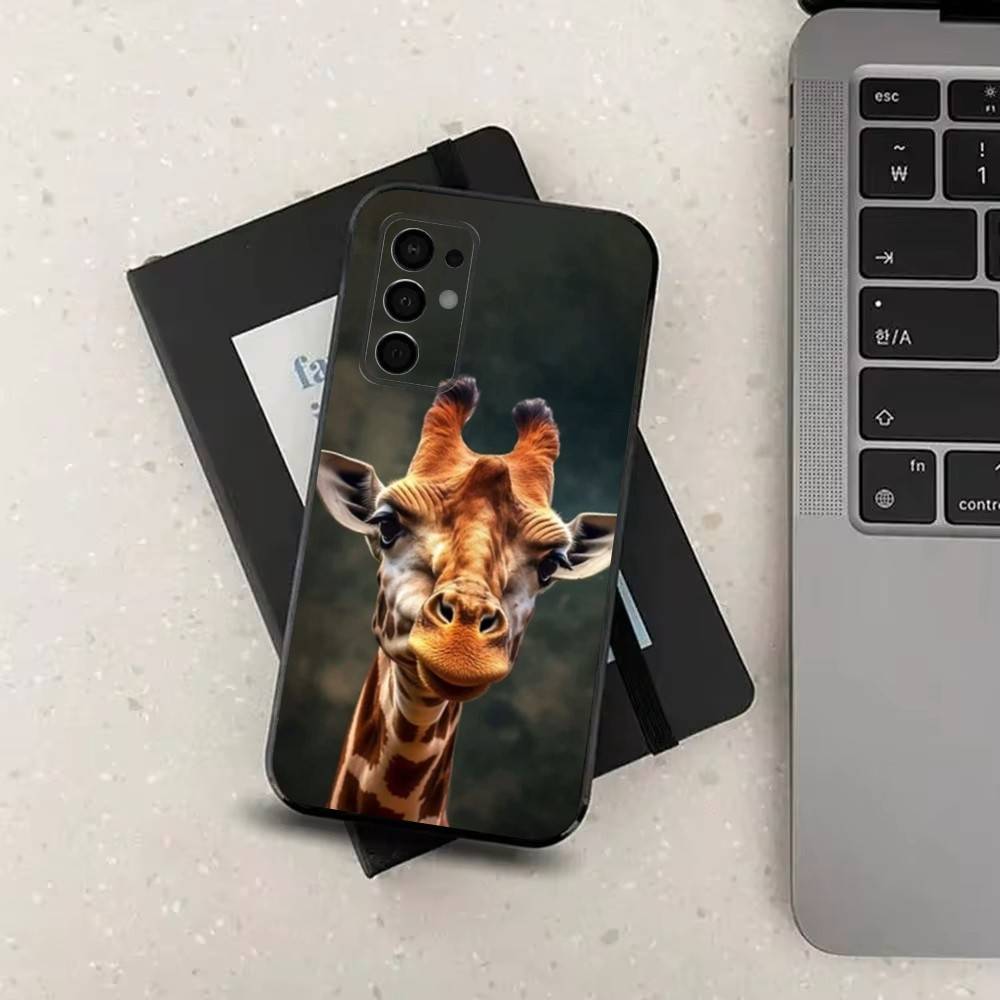 Animal Giraffe Cute Funny Case For Samsung Galaxy A91,A80,A73,A72 ,A71,A53A52,A32 ,A31A22,A21s,A20,Black Cover