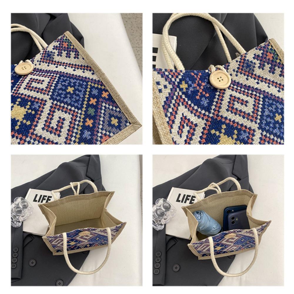 JMXD-этнический стиль Холщовая сумка, летняя мода, портативная льняная сумка для ланча, сумка Bento, ручная сумка для мамы