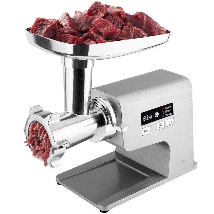 Hachoir à viande électrique CATLER MG 800 - Saucisses maison - Kubbe - Écran LCD - 3 disques de hachage - Inox