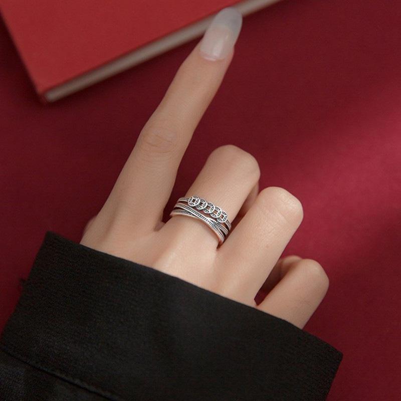Женское кольцо «Процветание» от Beixi Silver Jewelry: Ретро монета из серебра 925 пробы, открытый дизайн