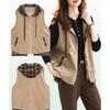 Hooded Vest Jacket Women's Spring and Autumn Zipper Solid Color Pockets Outside Sleeveless Tops