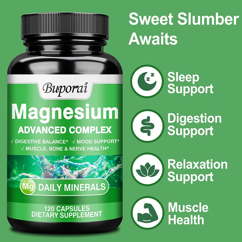 Buporai – Advanced Magnesium Complex Supplement Capsules – Digestive Balance, Emotional Well-being, and Muscle, Bone, and Nerve Health