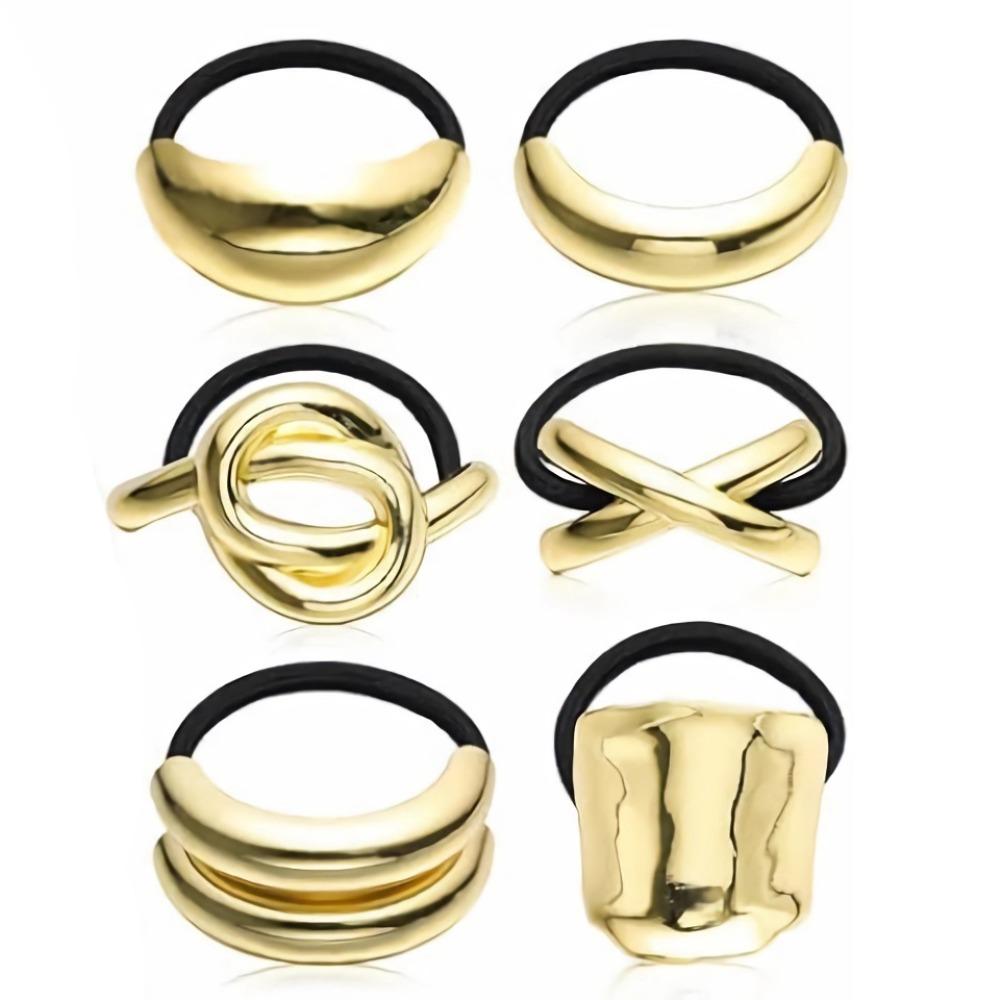 Holder Irregular Shape Metal Hair Cuff Golden Color Geometric Charms Ponytail Holder Silver Metal Elastic Scrunchies Women