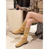 Boots 2025 Autumn and Winter New Solid Color Foot Set Thick Heel Martin Boots Non-slip Outer Wear Thin Boots Temperament But Knee Boots