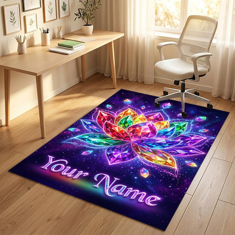 Creative Theme Soft Crystal Velvet Rug Custom Name & Text Print Non Slip Floor Rug for Bedroom Living Room
