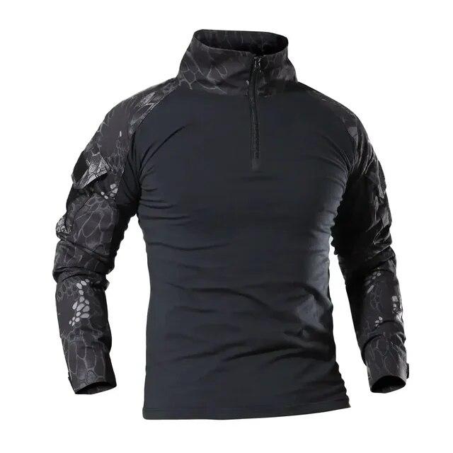 Men's Outdoor Tactical Hiking T-Shirts,Military Army Camouflage Long Sleeve Hunting Climbing Shirt,Male Breathable Sport Clothes