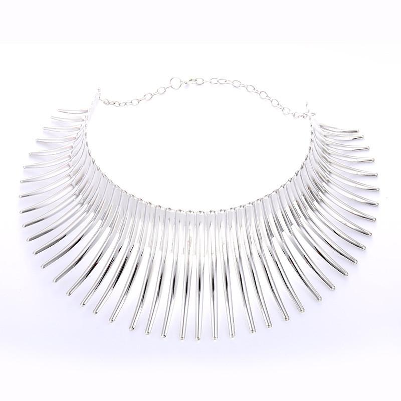 Fashion Solid Color Curved Design Women Metal Necklace Collar For Trendy Outfit