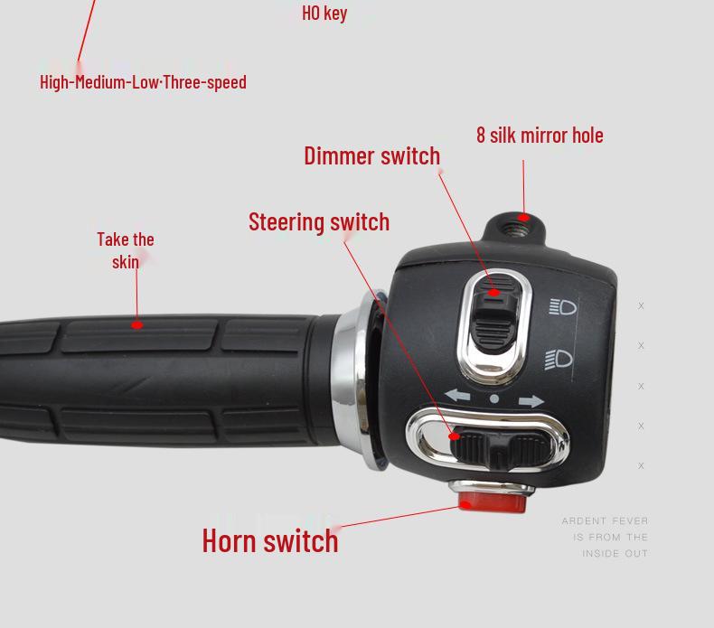 Комбинированный переключатель руля электромобиля с поворотной ручкой, функциями сигнала, запуска, фары и указателей поворота