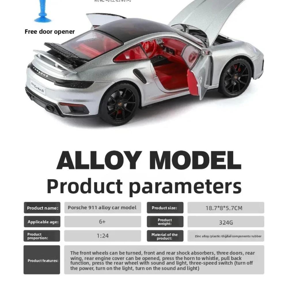 Оригинальная лицензионная модель суперкара Porsche 911 TURBO S в масштабе 1/24 с витриной Коллекционная миниатюрная модель автомобиля Металлическая игрушка Транспортное средство Хобби
