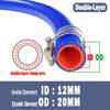 Blue Auto Car Vacuum Hose Double-layer Clamp Wire Warm Air Water Pipe Silicone Hose Inner Diameter 6/8/10/12/14/16/18/20/22/25mm