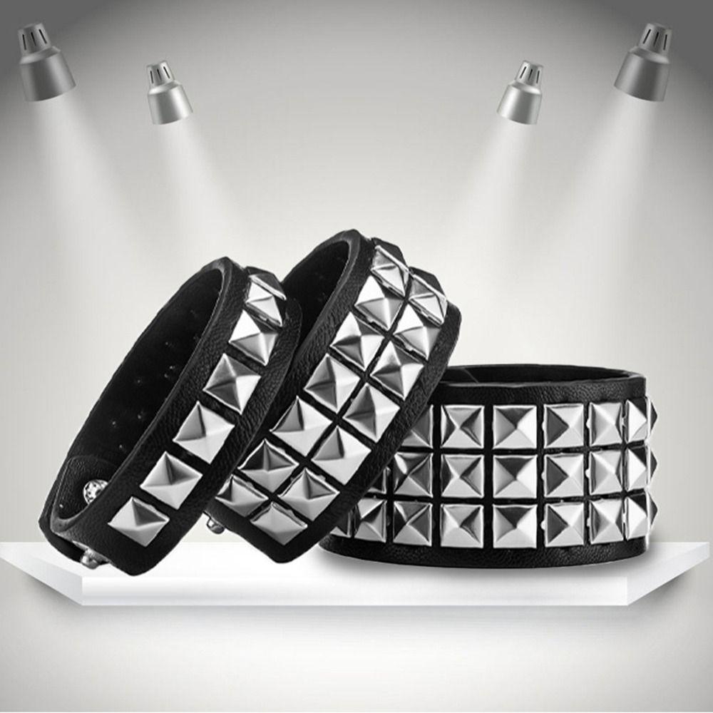 Row Female Party Gift Spikes Rivet Leather Bracelet Women Bracelet Korean Hand Rope Fashion Jewelry