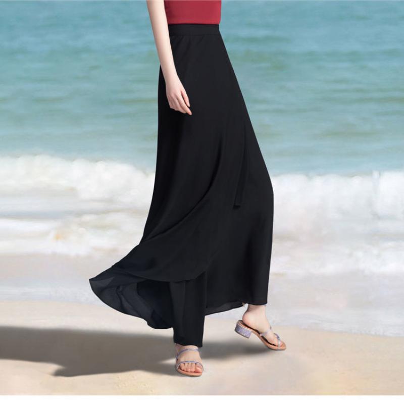 Юбка-миди женская из тюля с высокой талией, длинная, сетчатая, весенне-летняя, на резинке, плиссированная, А-силуэта