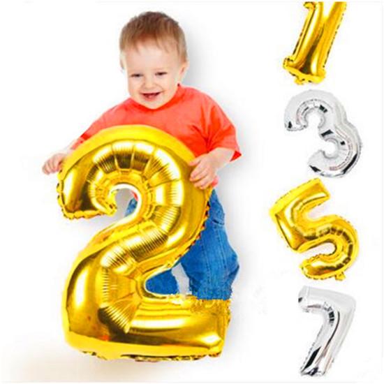 16 32 Inch Big Foil Helium Number Balloon 0-9 Figures Birthday Party Decorations Kid Wedding Balloon