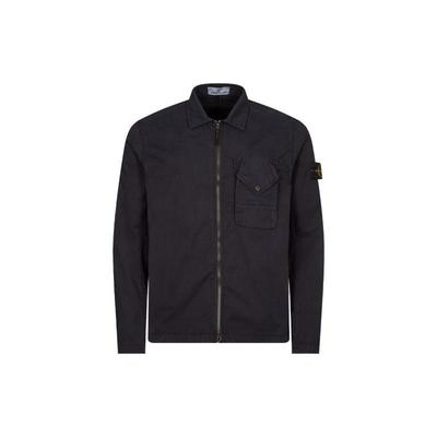 FW23 Куртка с одним карманом Шерстяная смесь Рубашка на молнии Мужские куртки Темно-синий 791511010-V0020