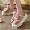 Fashion Women Winter Warm Indoor Bows Cotton Slippers Female Indoor Fluffy Cotton Shoes New Couple Plush Comfort Soft Sole House Slides