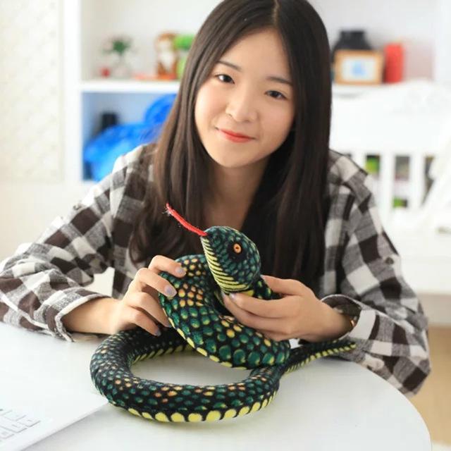 1pc 130cm Simulation Funny Snake Evil Plush Toy and Python Snake Soft Stuffed Lifelike Child Kid Friend Trick Gift