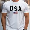 Men's 100% Pure Cotton Summer Loose Fit Large Usa Print Casual Slim Fit Round Neck Short Sleeved T-shirt Top