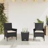 VidaXL Bistro Set with Cushions 3pcs Black Wicker Glass, Garden Bistro Set, Balcony Set, 3278739