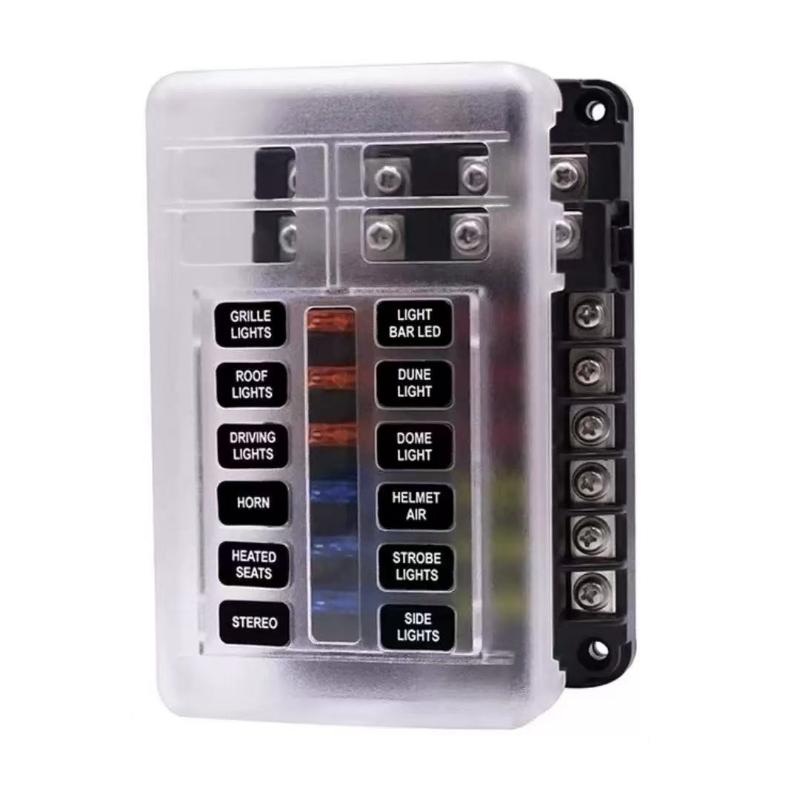 Universal Blade Fuse Box Holder 6/12 Circuit 12V 24V Durable Fuse Block for Automotive Car Marine Boat Off-road Vehicle