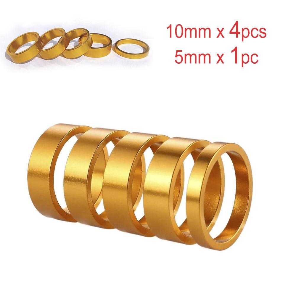 5pcs Bicycle Handlebar Headset Spacer Aluminum Alloy Washer Fit 1-1/18in Stem for MTB Mountain Road Bike Front Stem Fork 5/10mm2