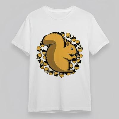 Женская мода больших размеров Классическая футболка Милая футболка с графикой белки и желудей