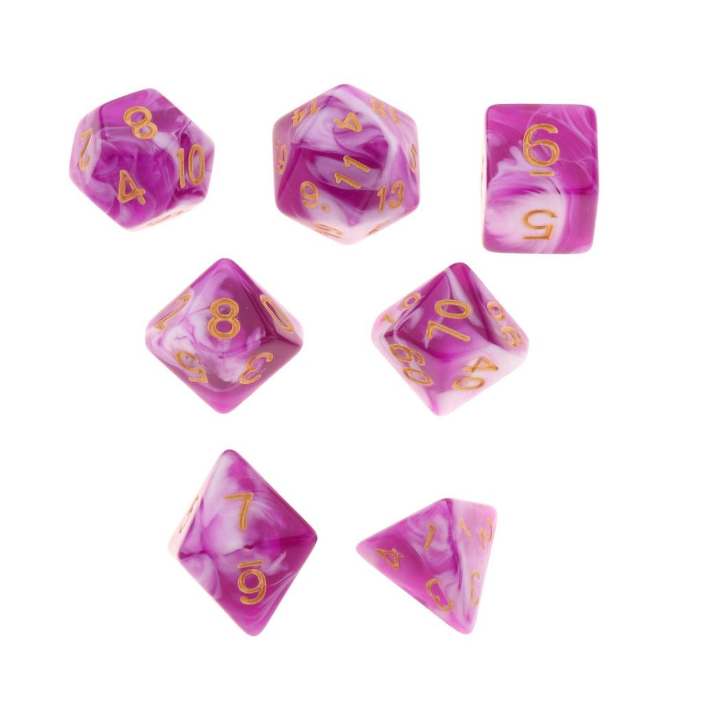 Набор из 7 шт. Акриловые многогранные кубики Double-Colors D8 D10 D10% D12 D20 для настольных игр, семейных игр, RPG