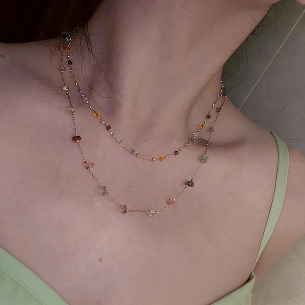 Simple Crystal Crystal Clavicle Chain Colored Stone Choker Necklaces Jewelry Gift
