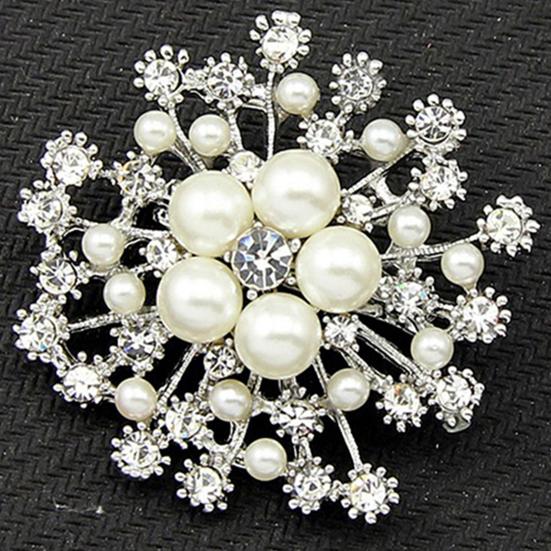 Breastpin Elegant Easy Matching Alloy Flower Faux Pearls Women Brooch Pin for Dating