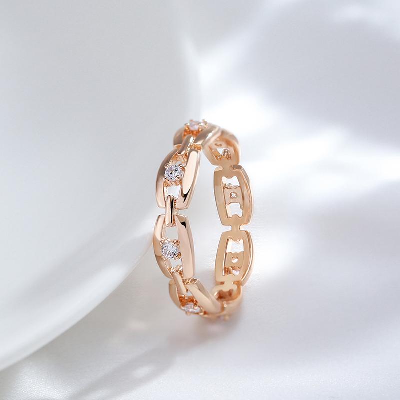 Classic Chain Design Zircon Finger Rings for Women Fashion Daily Jewelry Gifts