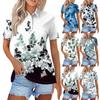 Женская модная повседневная рубашка с отворотом и коротким рукавом с принтом, женские топы на пуговицах
