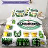3pcs Duvet Cover Set (1*Duvet Cover + 2*Pillowcase, Without Core), Heineken Print Soft All‑Season Bedding Set, Home Bedroom Decor Gift