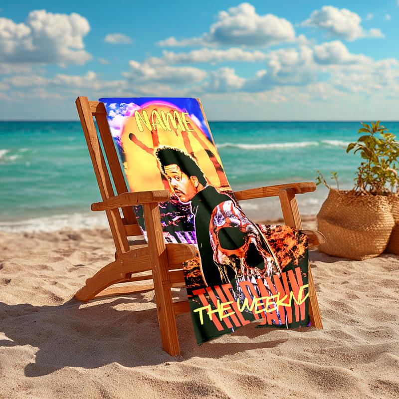 Personalized customized proof beach towel with The Weeknd pattern - soft, absorbent,quick-drying,perfect swimming,camping&bathing