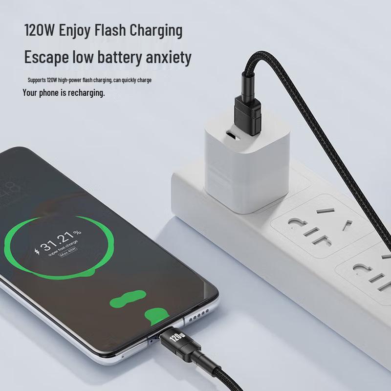 Быстрозарядный кабель 120 Вт, двойной Type-C, 6 А, для ноутбука/телефона Huawei и Apple 15/16