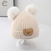 Children's Knitted Hat Winter Cute Hairball Windproof and Warm Knitted Hat Cartoon Bear Cloth Label Male and Female Hoodies