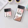 Роскошный чехол для Samsung Galaxy Z Flip 4 3 5G Черные жесткие ПК чехлы для телефона Модная задняя крышка ZFlip Funda Розовый цветок Сердце Ракушка Sac