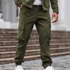 Men's Solid Color Loose Pocket Work Trousers Men's Casual Fashion Work Trousers