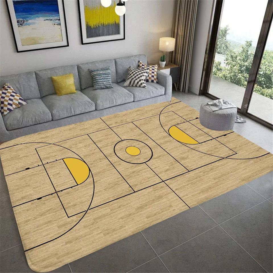 Basketball Court Carpet Basketball Area Rug for Bedroom Bedside Living Room Sofa Table Sport Theme Floor Mat Ball Games Doormat