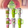 Термокружка Grinch из нержавеющей стали, 40 унций, с крышкой-поилкой и соломинкой, в современном зеленом дизайне