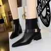 Bigtree Spring Pointed Toe Square High Heels Women Ankle Boots Design Style Fold Belt Buckle Short Booties Shoes Platform Boots