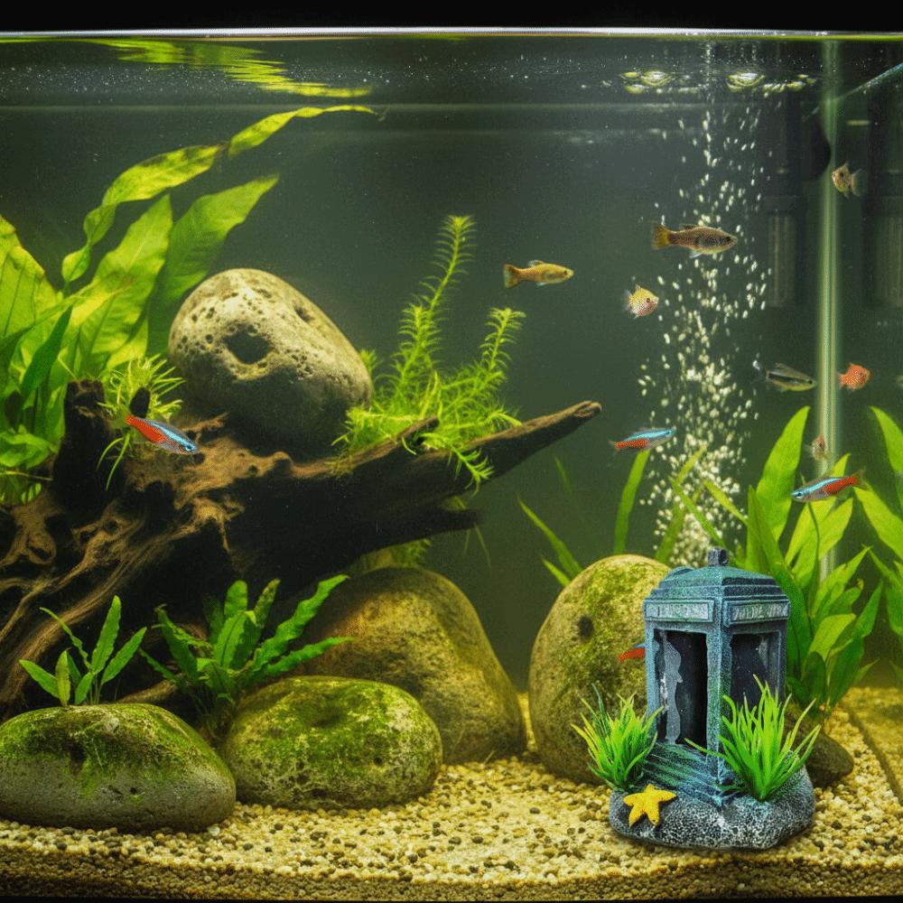 Simulation Fish Tank Decoration Resin Telephone Booth Decoration Home Aquarium