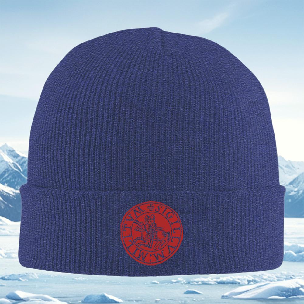 Knights on horse,with cross sigil Men Women Unisex Knitted Hat Beanie Pullover Cap Winter Thermal Warm Christmas Outdoor Cycling