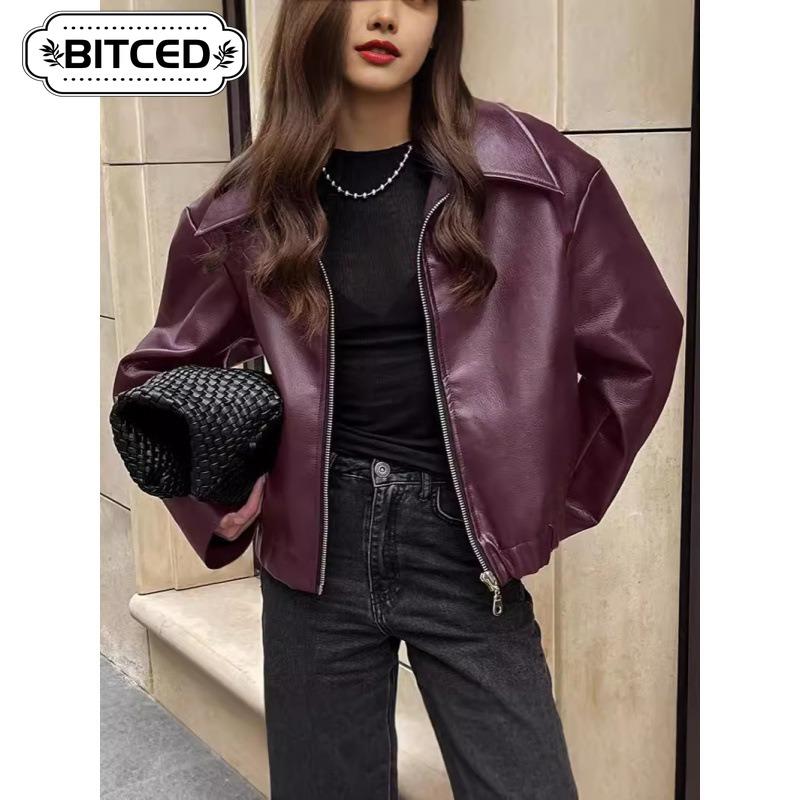 BITCED Женские винтажные повседневные однотонные с принтом осенне-зимние куртки и пальто уникального дизайна
