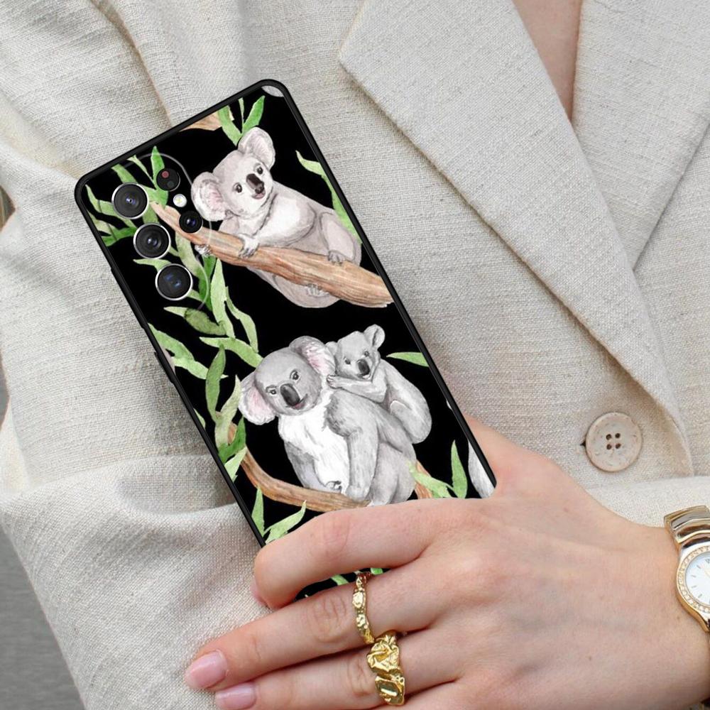 Koala and Eucalyptus Bumper Cell Phone Case for Samsung Galaxy S26 Ultra S25 S24 S23 S22 S21 S20 Note10 Cover