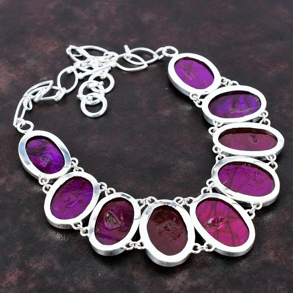 Purple Fire Labradorite Necklace Handmade Jewelry 925 Sterling Silver Necklace Adjustable Chain Necklace Antique Gemstone Necklace For Gift