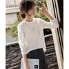Rose Embossed Design Three-dimensional Line T-shirt for Women In Autumn Basic Versatile White Cotton Top