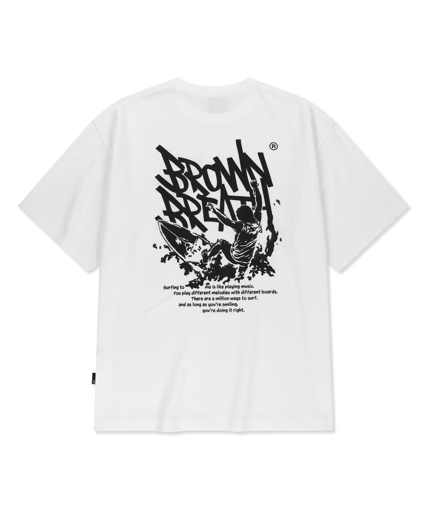 BROWNBREATH Bb Футболка с принтом Surfing Mess Tag - Белая