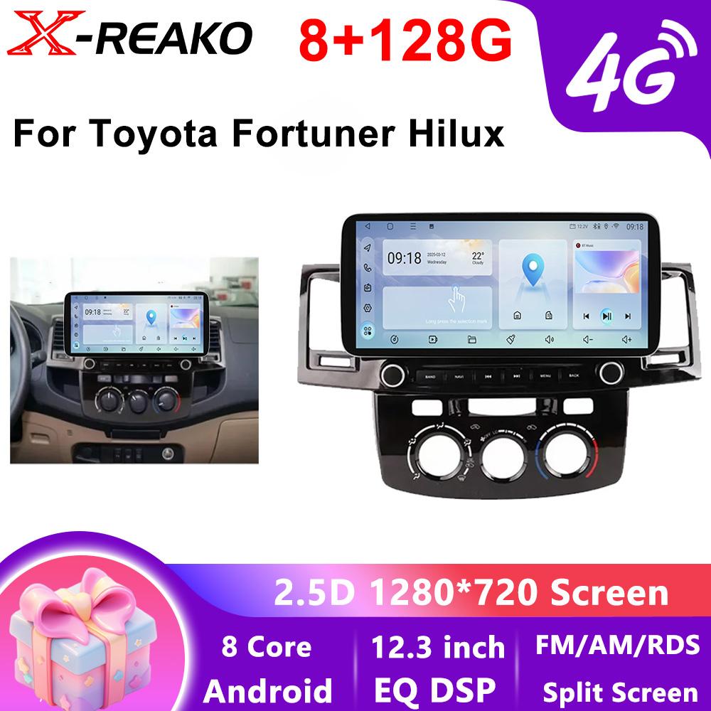 Android QLED экран 12,3 дюйма DSP RDS для Toyota Fortuner Hilux автомобильный радиоприемник мультимедиа видеоплеер GPS Carplay стерео 4G 5G WIFI
