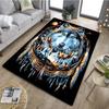 1PCStylish Wolf Dream Catcher Pattern Anti Slip Kitchen Rug for Kitchen Living Room Bedroom Washable Flannel Area Rug