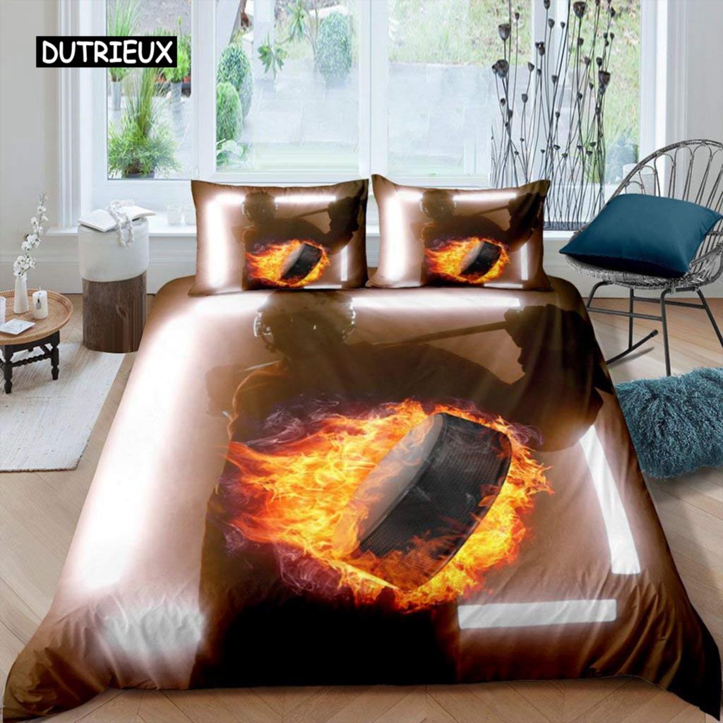 Комплект постельного белья с хоккейной тематикой для мальчиков, комплект постельного белья с хоккейной тематикой, размер King, для детей, молодежи, взрослых, мужчин, зимний пододеяльник