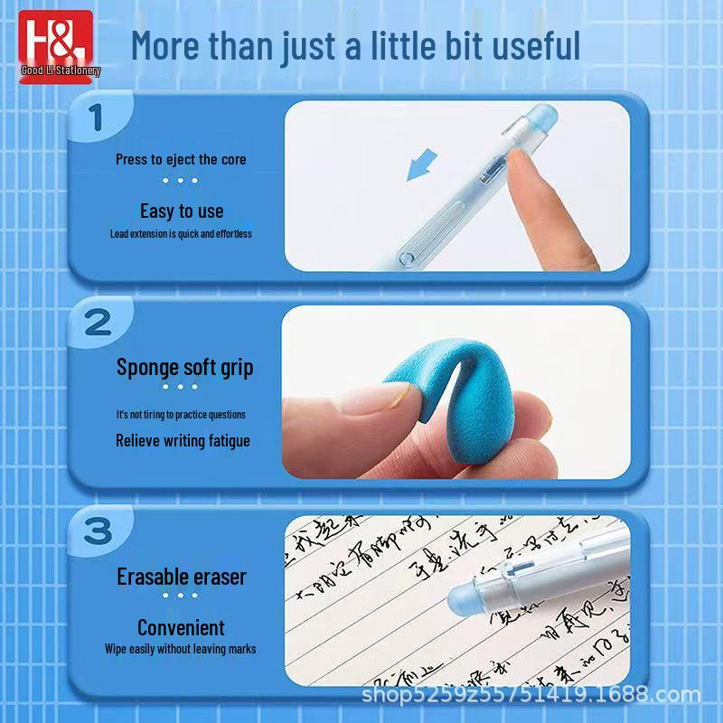 Высококачественная черная стираемая ручка-кнопка Black Magic - 0,5 мм, термоисчезающие чернила, губчатый чехол с мотивирующей надписью, идеально подходит для студентов